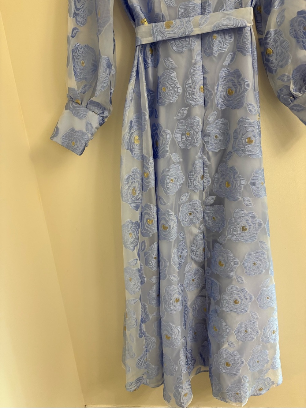 Dalia MacPhee Periwinkle Floral Jacquard Organza Maxi Dress D2256 NWT - Picture 11 of 16